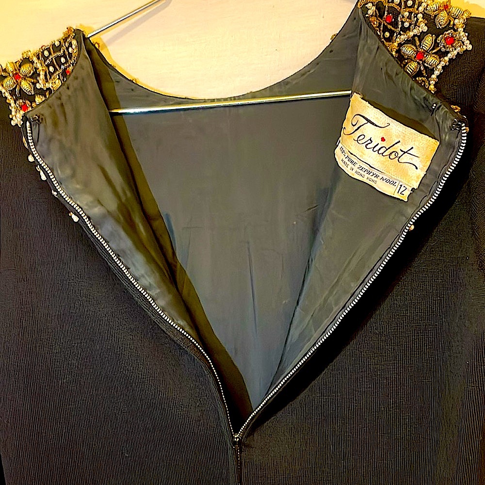 Vintage TERIDOT Wool Beaded Dress - Picture 6 of 16
